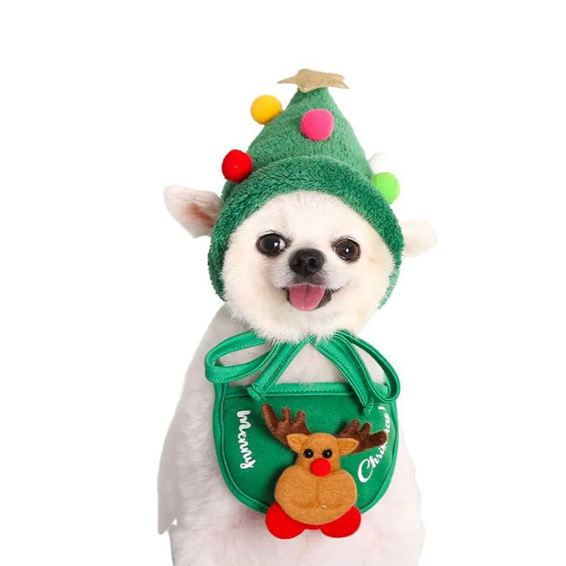 Roupinha De Natal Para Cachorro Conjunto Gorro Com Babador