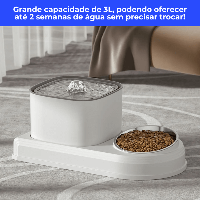 Fonte de Água para Gatos 3L e Comedouro