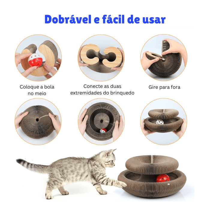 Brinquedo para Gatos Arranhador Dobrável com Bolinha