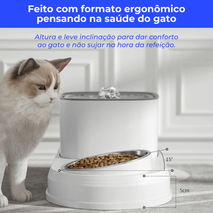 Fonte de Água para Gatos 3L e Comedouro