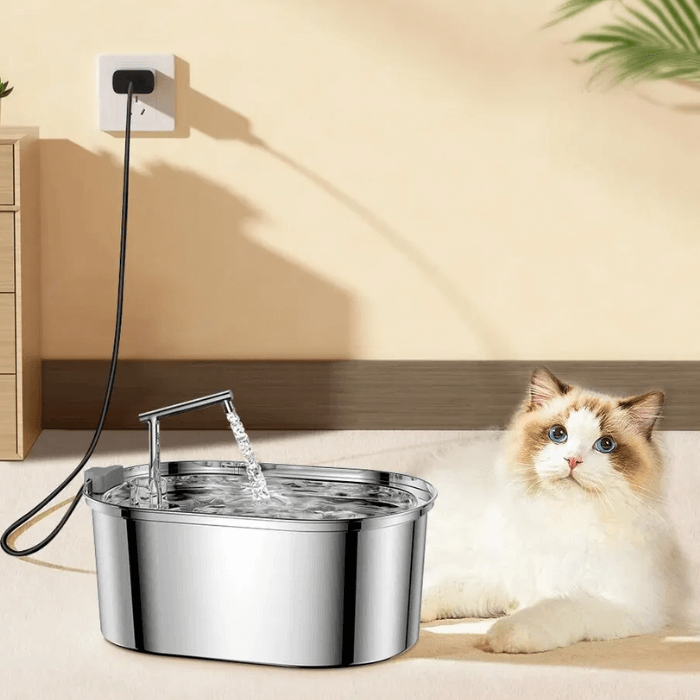 Fonte de Água para Gatos Automática 3.2L em Aço Inoxidável