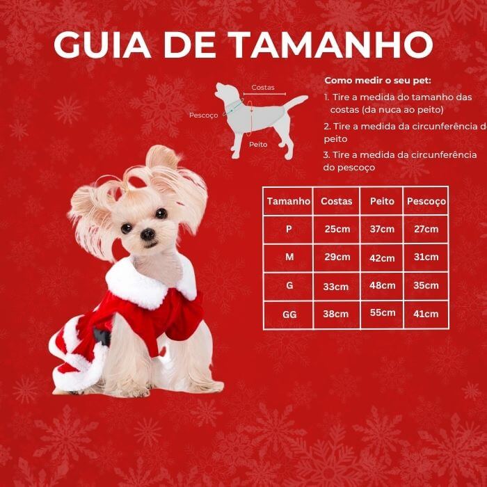 Roupinha Natal Pet Vestidinho Mamãe Noel