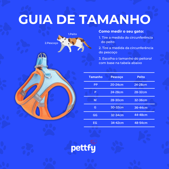 Coleira Peitoral para Gatos + Guia