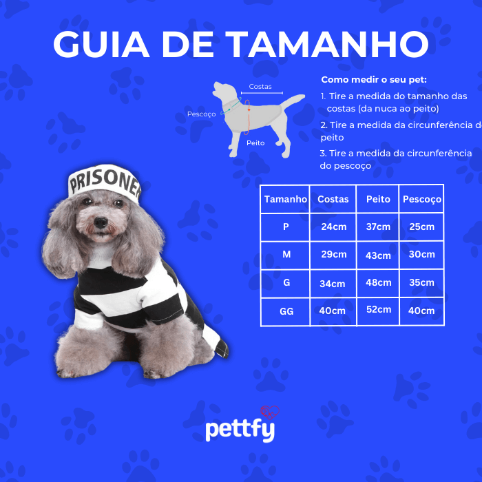 Fantasia de Carnaval Para Pet Prisioneiro