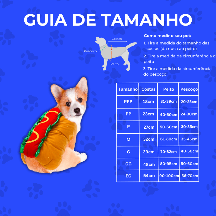 Fantasia de Carnaval Para Pet Cachorro-Quente