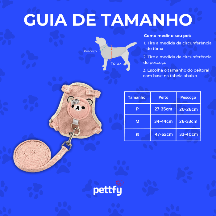 Coleira Peitoral com Guia para Cães de Pequeno Porte