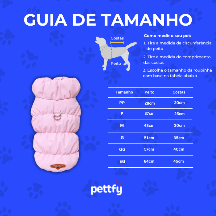 Roupinha Pet Inverno Coletinho Acolchoado com Suporte para Guia