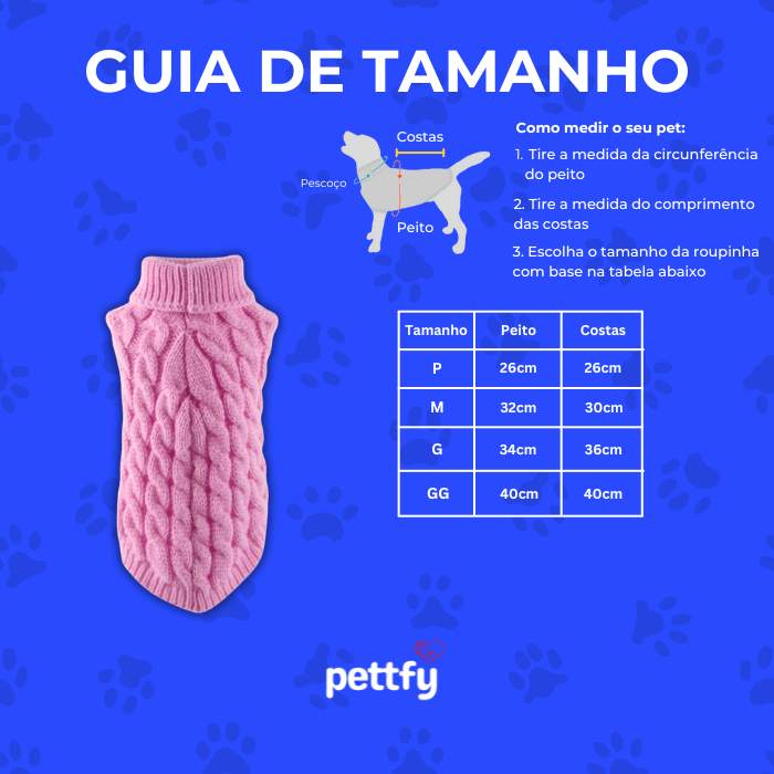 Roupinha Pet Inverno Suéter Tricô Gola Alta - Promoção