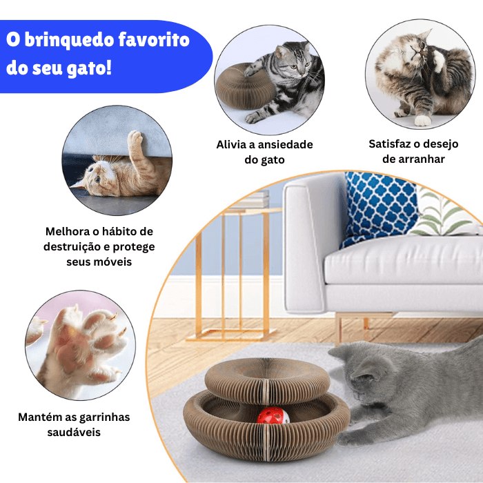 Brinquedo para Gatos Arranhador Dobrável com Bolinha