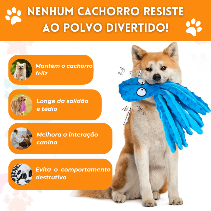 Brinquedo Pelúcia para Cachorro Polvo Divertido que faz Barulho