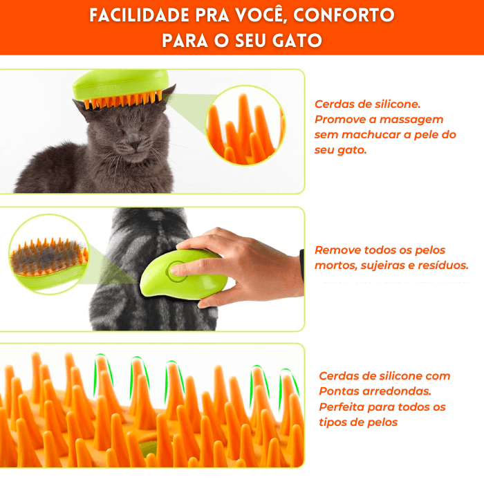 Escova a Vapor 3 em 1 para Gatos