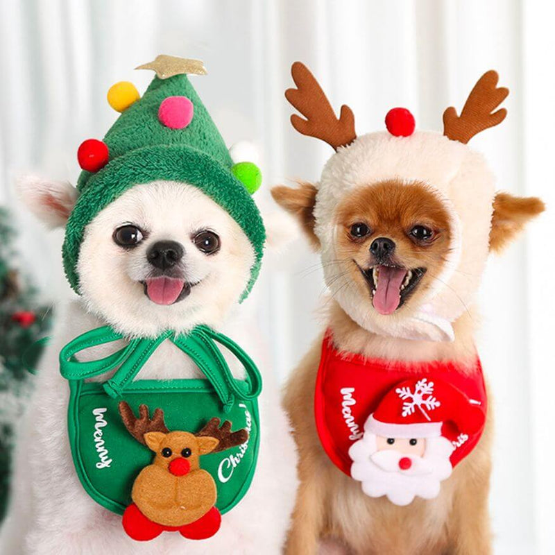 Roupinha De Natal Para Cachorro Conjunto Gorro Com Babador