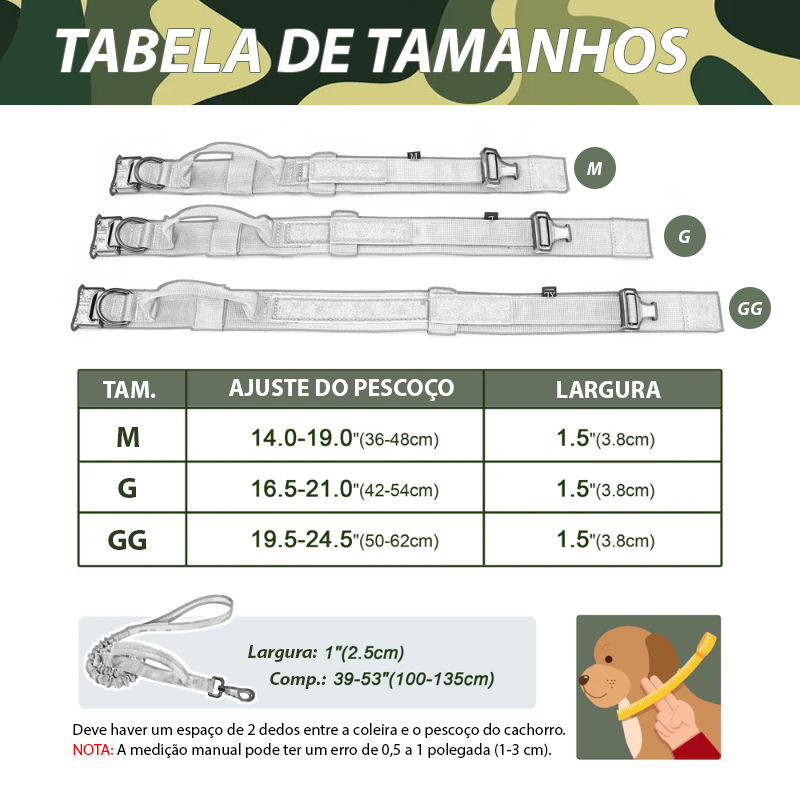 Coleira Tática Militar Para Cães Ultra Reforçada